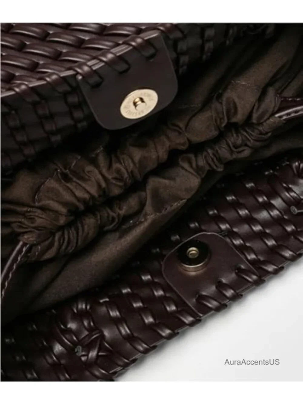 2 Pcs Slouchy PU Leather Woven Tote Hobo Crossbody Shoulder Bag Set